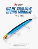 NOEBY Giant Shallow Diving Minnow 177mm / 44.5gr - Image 8