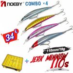 Combo x4 Τεχνητών Δολωμάτων NOEBY JERK MINNOW 110mm 19gr και Θήκη Τεχνητών (L) Sea Life Fishing