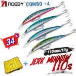 Combo x4 Τεχνητών Δολωμάτων NOEBY JERK MINNOW 110mm 19gr και Θήκη Τεχνητών (L) Sea Life Fishing