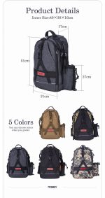 NOEBY Τσάντα ψαρέματος πλάτης αδιάβροχη 40 x 30 x 16cm Waterproof Graphite Backpack Bag - Image 6