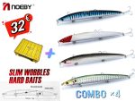 Combo x4 Τεχνητών Δολωμάτων NOEBY NOEBY Slim Minnow 130mm 12g Floating Long Casting Jerkbait