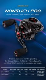 Μηχανισμός Ψαρέματος NOEBY NONSUCH PRO Bait Casting 7.3:1 Max Drag 8 kg - Image 6